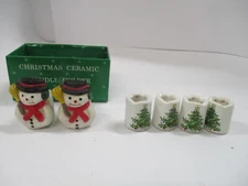 6 Little Christmas Candle Holders, Snowmen and Trees