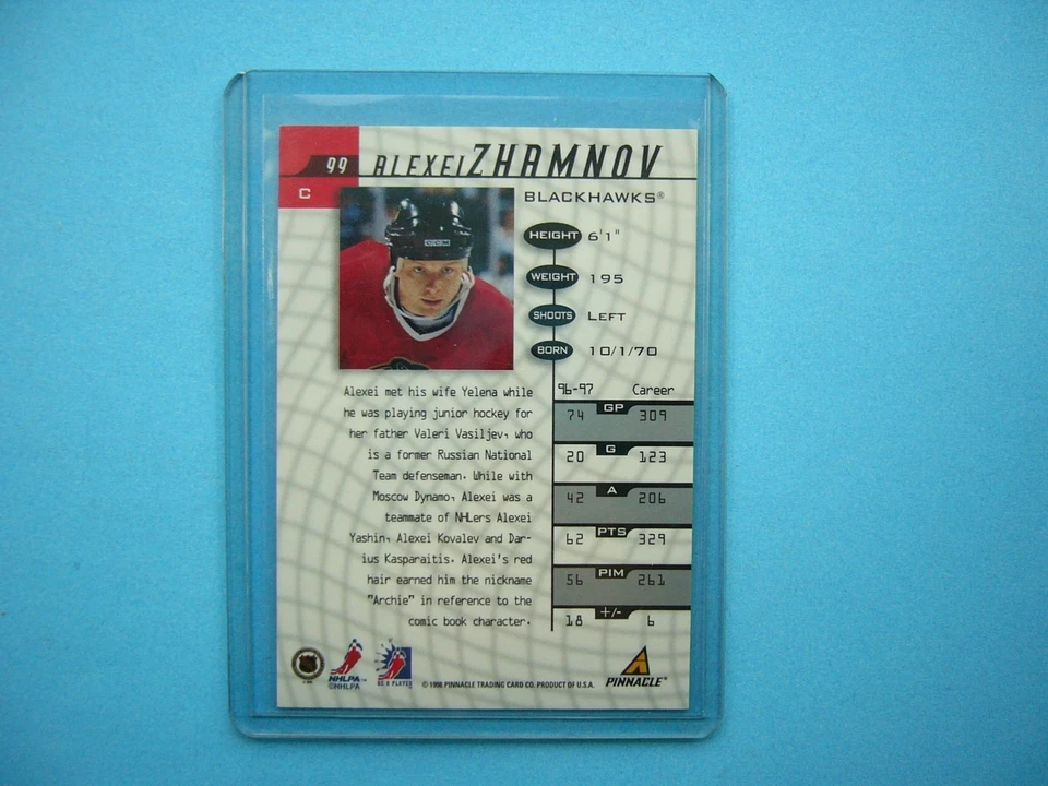 Tarjeta de hockey Pinnacle Be A Player 1998/99 36 Alexei Zhamnov como nueva nítida + autógrafo Foto 2 de 2