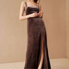 BHLDN Jenny Yoo Mara Velvet Maxi Dress in Vintage Plum Purple size 6