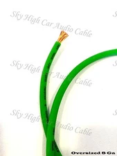 25 ft 8 Gauge OFC AWG LIME GREEN Power Ground Wire Sky High Car Audio GA ft 