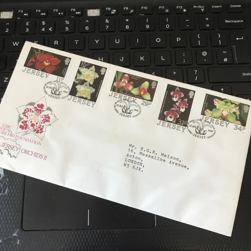 JERSEY STAMPS FDC FIRST DAY COVER 1988 ORCHIDS TYPED