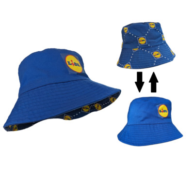 LiDL Baumwoll Bucket Hat BOB Unisex Drehbar Reversible  Blau Bunt Muster S-M cap