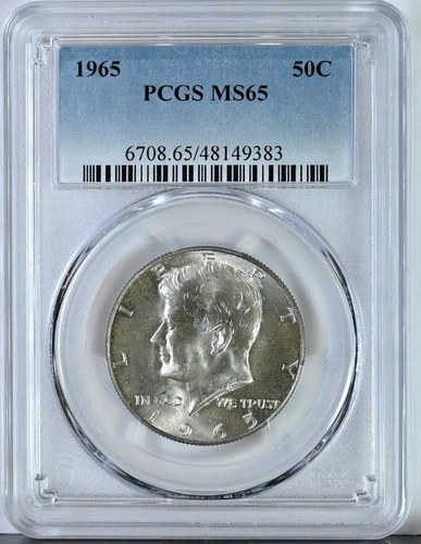 1965 KENNEDY Half Dollar MS65 PCGS Graded 6708 WHITE 40% Silver Coin #383