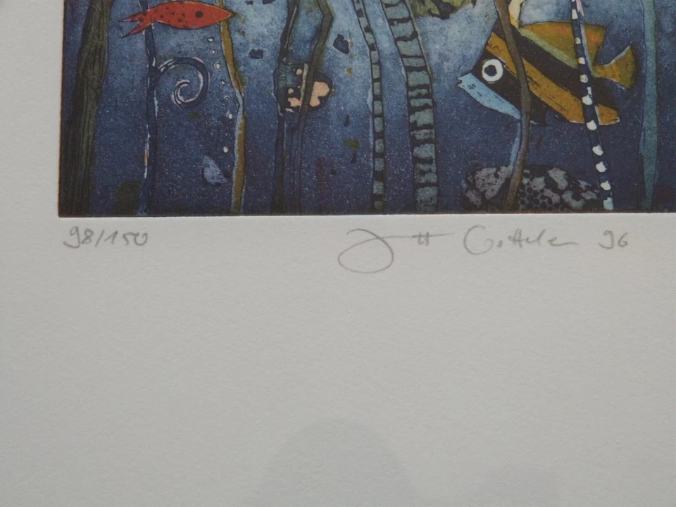 Farbradierung von Jutta Votteler in Top Erhaltung von 1996 - Bild 2 von 2