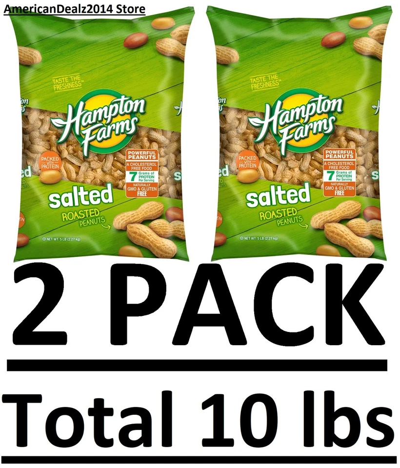 2 PACK - Hampton Farms Salted In-Shell Peanuts - 5 lbs (Total 10 lbs) - Image 2 of 4