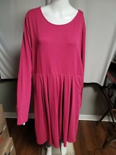 Zenana Premium Size 2XL T Shirt Knit Swing Dress Pockets Long Sleeves Round Neck
