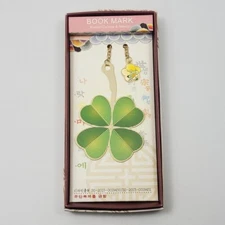 Four Leaf Clover Metal Bookmark Korean Souvenir Gold Plated Gifts For Girlfriend