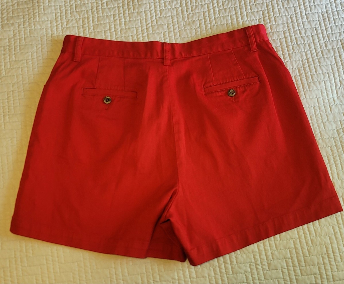 Lee Ladies Casual Red Brick Khaki Denim Shorts Size 14 Medium Hi-Rise