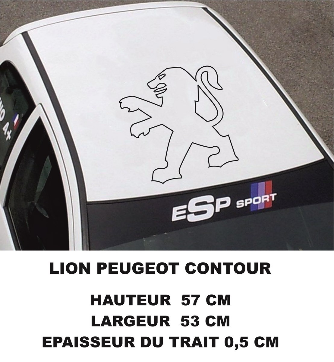 Autocollant lion Peugeot contour noir vinyle résistant pour carrosserie auto