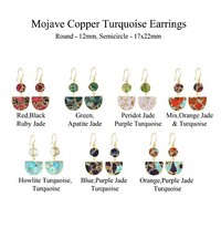 Mojave Copper Jade Turquoise Gold Electroplated Drop Dangle Earrings For Women's