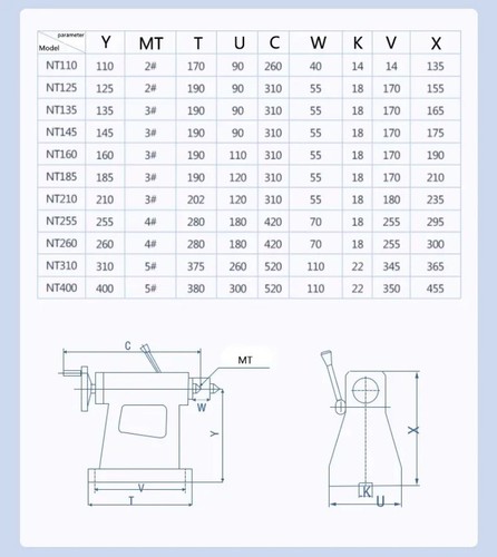 MT3 CNC Manuale Contropunta Centrale Altezza 125mm/135mm145mm/160mm/185mm 210mm - Foto 8 di 22
