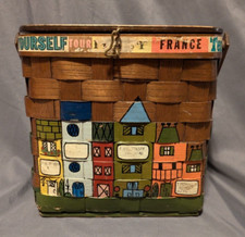 Caro Nan Basket Purse Hand Painted Italy France Neighborhood Brass Toggle