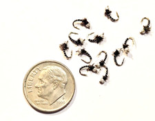 Fly fishing flies (nymphs) 12 MIcro Midges Black size 22 bead head