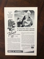1937 vintage original Print ad Bell  Howell Filmo Home Movie Camera