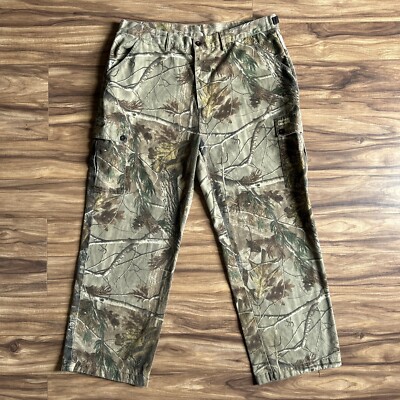 Gander Mountain Camo Cargo Pants XL Green Realtree Adjustable Waist Hunting 