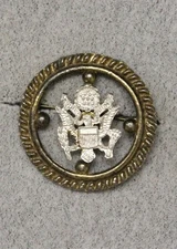 WWII era Sweetheart Pin: Army Eagle within Rope Ring Border, 1 3/8"