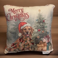 Golden Retriever Holiday Christmas Throw Pillow Cover Home Decor 18  X 18  