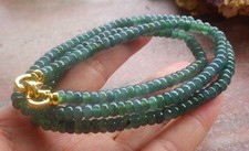 Video Certified Natural A Jade Jadeite Circle Bead Necklace 23 inches 420059 TS