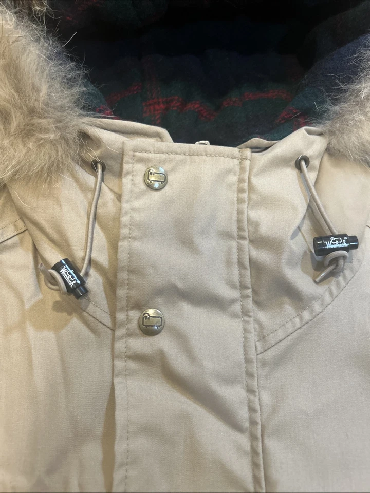 Abrigo Chaqueta Woolrich Para Hombre Ártico Lana Cuadros Piel de Coyote Volantes De Colección Años 90 XL Foto 4 de 4