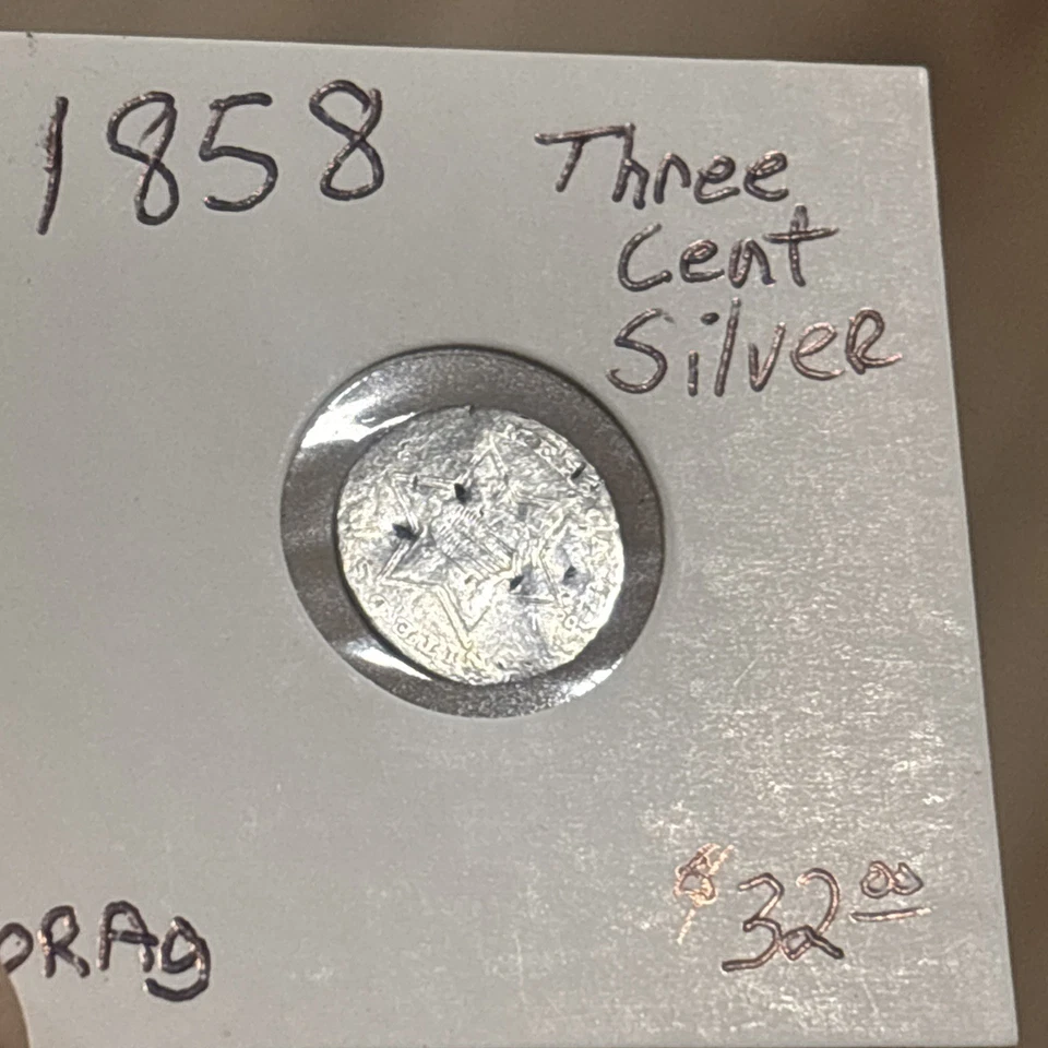 1858 US Three Cent Silver Coin - Image 2 of 4