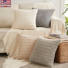 Corduroy Striped Pillow Covers Set of 4 Soft Durable Cushion Cases Home Decor US