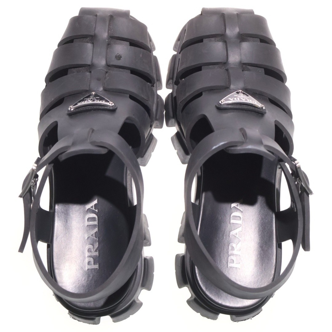 PRADA Monolith Round Toe Sandals Triangle Logo Rubber Shoes Black 1x853M Used 85 thumbnail 4