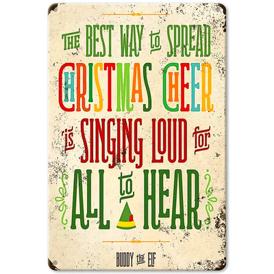Buddy The Elf Christmas Cheer Aluminum Tin Metal Signs Home Décor 8x12 