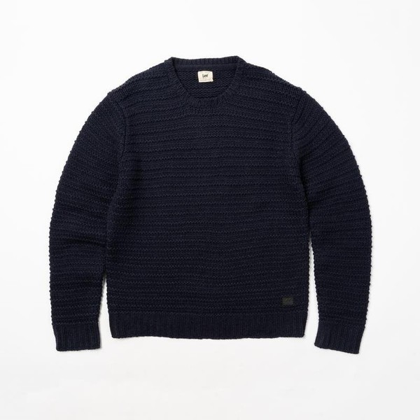 Men Lee Crew Neck Knit Sweater Navy Acrylic 42 /