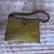 Dooney  Bourke vintage Croco Embossed Leather Shoulder Bag Tan Camel Zip Purse