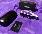 Chanel Polarized Cat Eye Black and White Sunglasses Acetate - New + Case