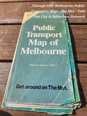Vintage 1990 Melbourne Public Transport Map The Met Trains Trams Fold Out