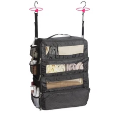Hanging Travel Organizer Carry On Luggage Suitcase Portable Shelves Cube Black