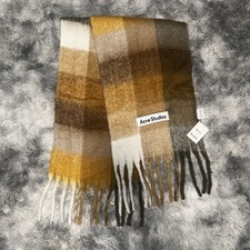 Acne Studios Mohair Checked Scarf Multicolor Yellow and Brown