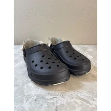 Crocs Classic All-Terrain Lined Clog Black Faux Fur Comfort Warm Women's 7