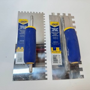 Set of 2 - QEP Comfort Grip 1/4" In AND 1/2" V Stainless Steel Trowels