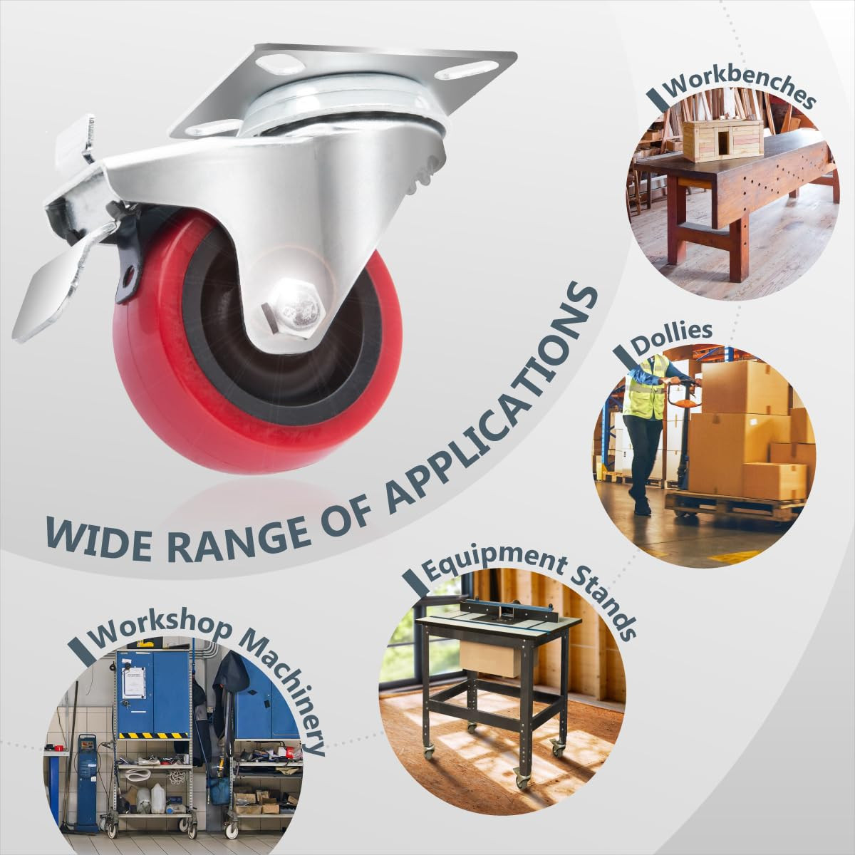 2 Inch Swivel Caster Wheels Set of 4 with 400 Lbs Loads, Heavy Duty Plate Caster