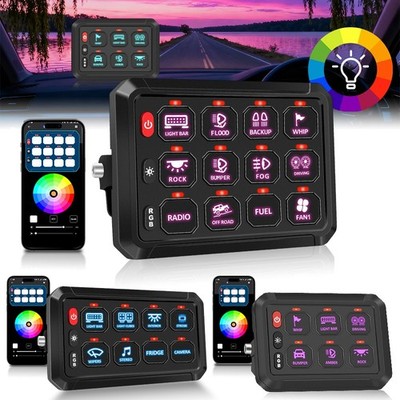 RGB 6/8/12 Gang Switch Panel LED Light APP Bluetooth Control For Can-am Maverick
