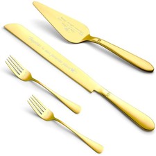 Elegant Wedding Cake Knife and Server Set Stainless Steel Forks Cake Cutter Pie