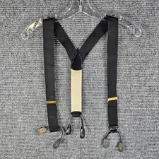 Trafalgar Suspenders Black Silk Ivory Stretch Leather Button On Style Formal