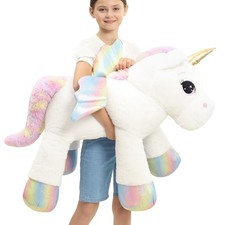 FFxiong 44 Inch Giant Unicorn Stuffed Animal Pillow, Cute Soft Big Unicorn wi...