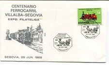 D33769 Trains Locomotives Railroad Centenary Villalba-Segovia Cover Spain