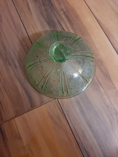 Vintage Uranium depression Glass Cherry Blossom dish 5" (lid only)