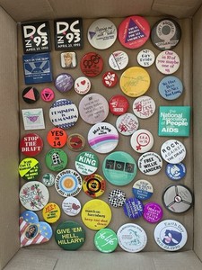 Huge Lot of 50+Vintage Pins LGBTQ, AIDS, DC '93, Political Pinback / Button
