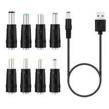 8 in 1 5V USB to for DC 5.5x2.1mm 3.5mm 4.0mm 4.8mm 6.4mm Plug Charging Cord for