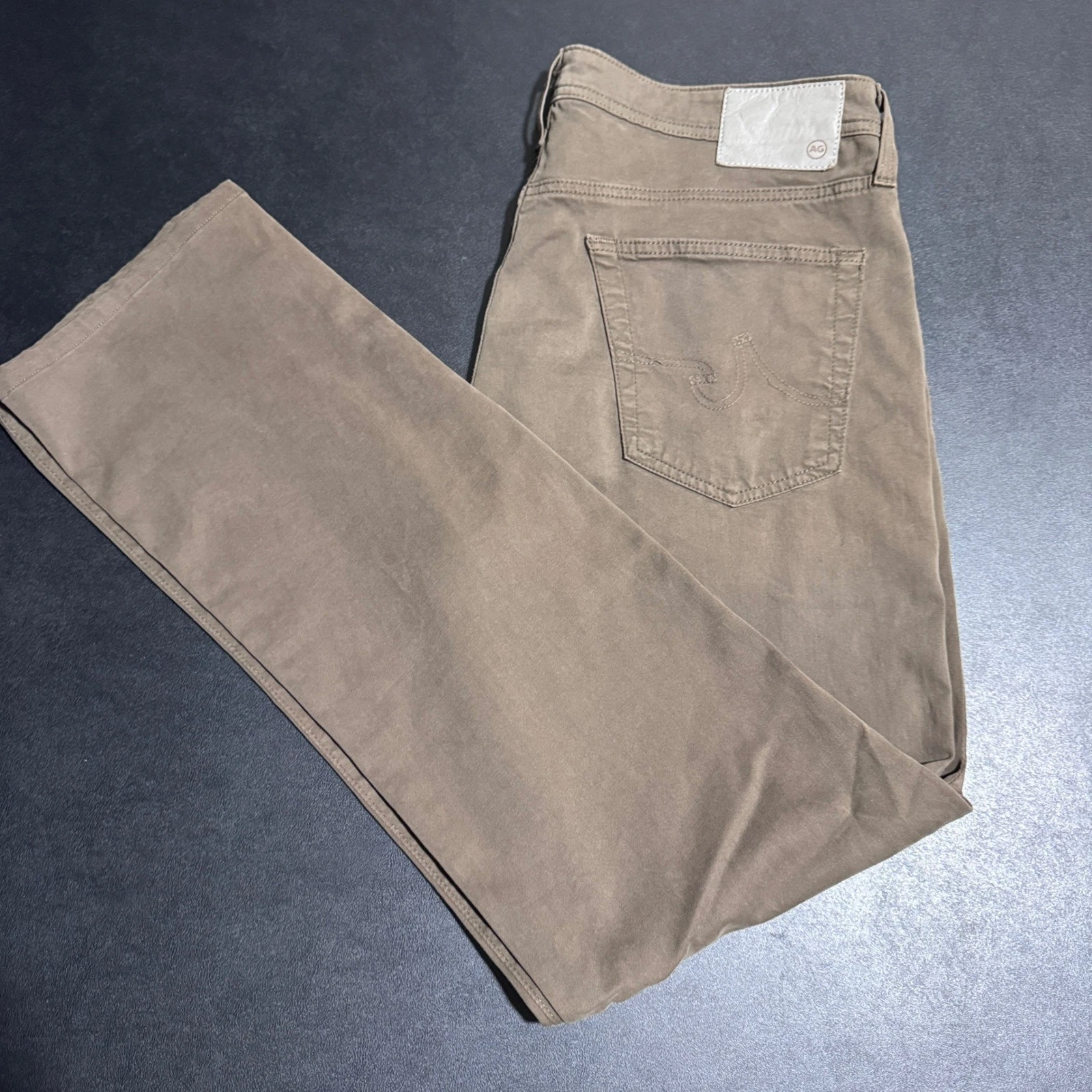 AG Adriano Goldschmied Graduate Pants Mens 34x34 Brown Solid Tailored Leg Chino