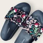 Steve Madden Black Leopard-Print Slide Sandals with Floral embellishments Size 8 — photo 4