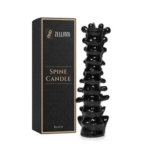Zellinni Spine Candle for Halloween Decor - Premium Unscented 6 7 hour, Black 