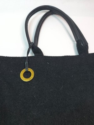 Givenchy Vintage Black Fleece Felt Suede Style Tote Bag Red