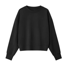 T S Thrive Societe BLACK BRUSHED LUXE SWEATSHIRT Scuba Knit Modal Blend Soft S