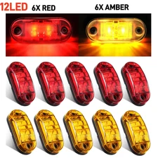 12PCS Amber Red LED Side Marker Clearance Lights Waterproof Trailer Truck RV